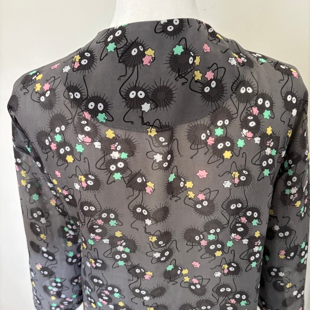 Studio Ghibli Soot Sprite Kimono Sheer Lightweight Black Fringe - Picture 7 of 15